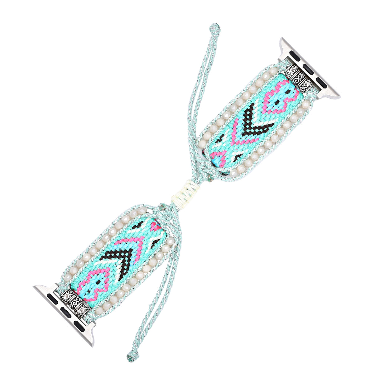Mint Crystal Woven Apple Watch Strap