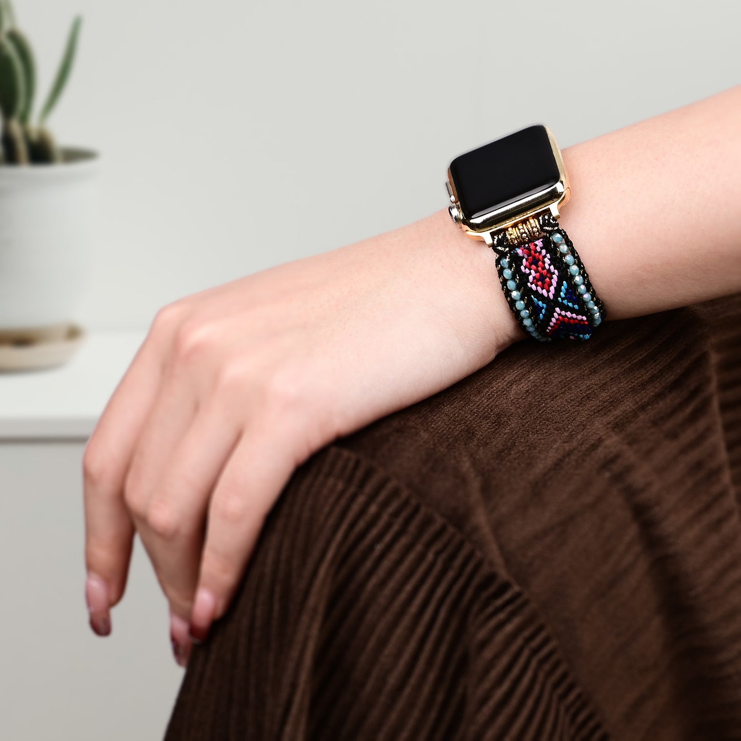 Boho Aquamarine Braided Apple Watch Band