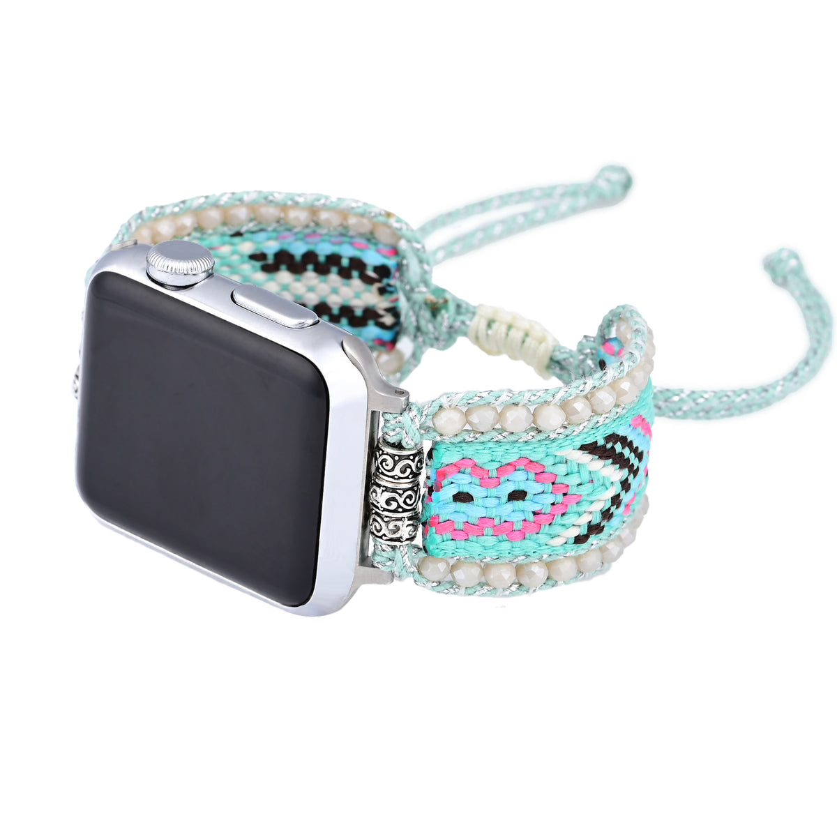 Mint Crystal Woven Apple Watch Strap