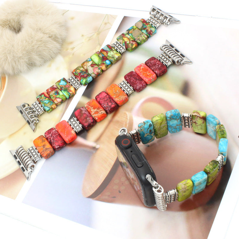 Floral Beaded Stretch Apple Watch Band