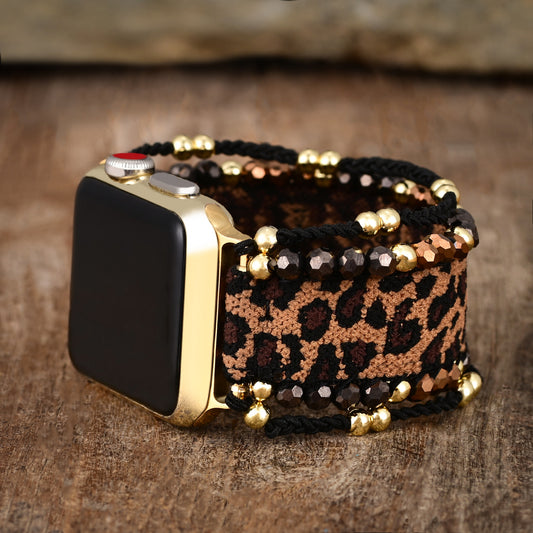 Bohemian Leopard Woven Apple Watch Strap