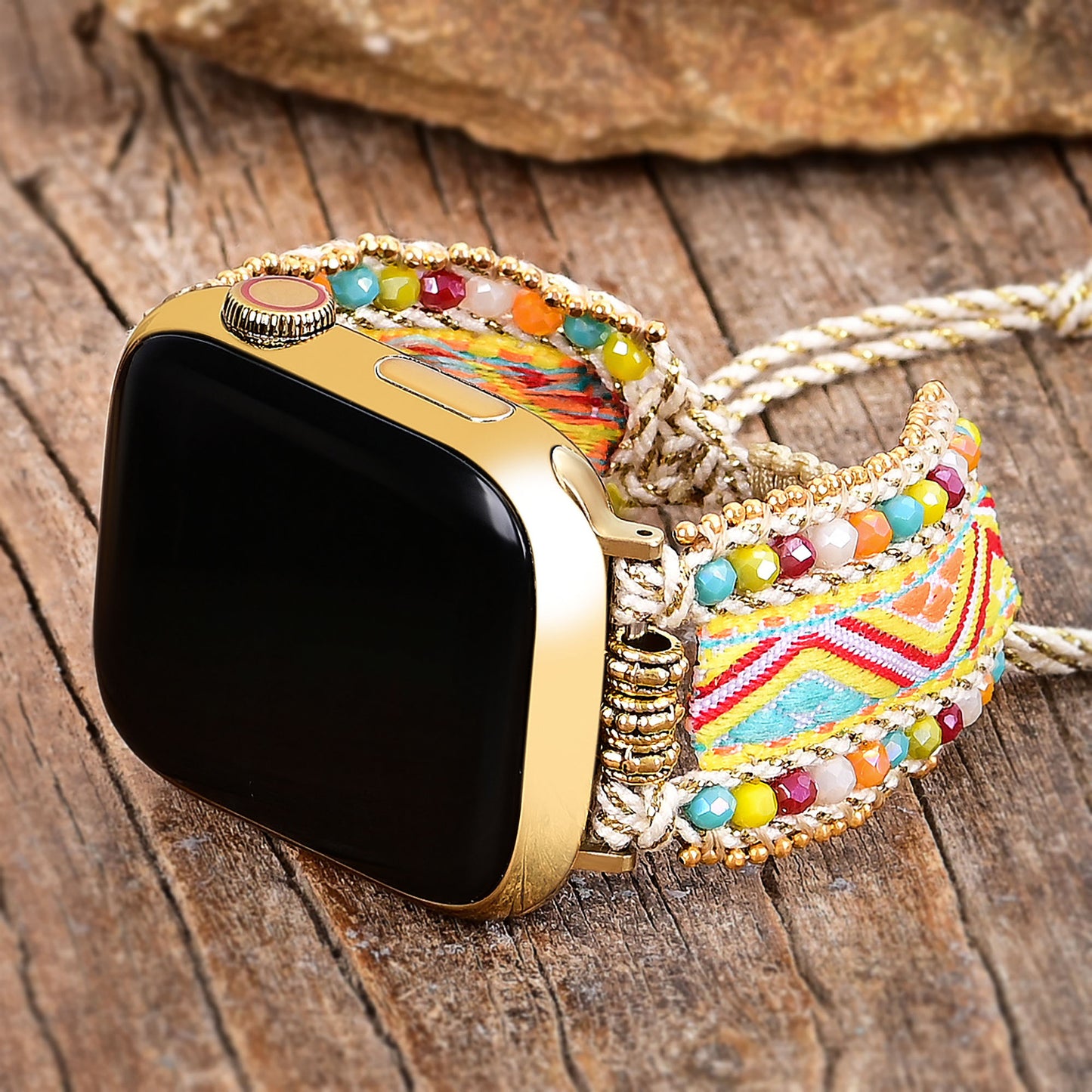 Golden Crystal Beaded Apple Watch Band