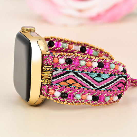 Ethnic Rose Woven Apple Watch Strap
