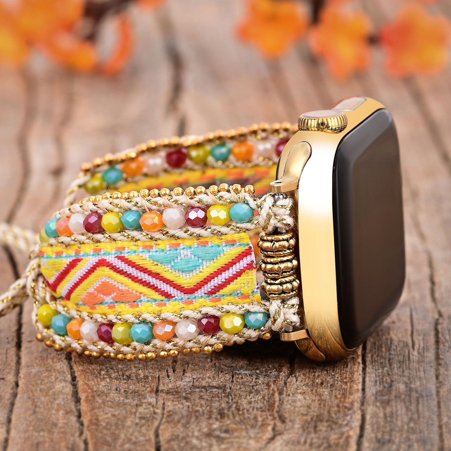 Golden Crystal Beaded Apple Watch Band