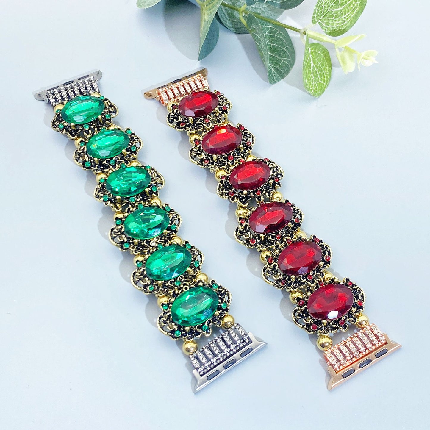 Vintage Emerald Rhinestone Apple Watch Band