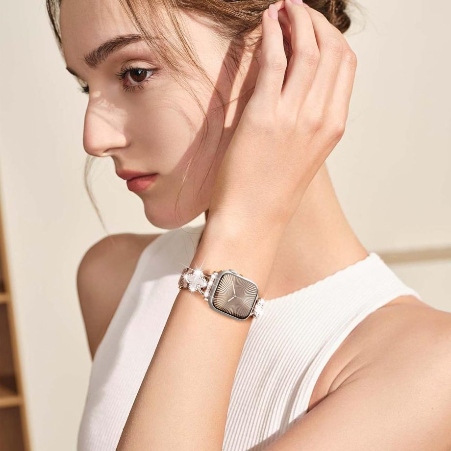 Slim Stainless Steel Mesh Band for Apple Watch – Magnetic with Charms