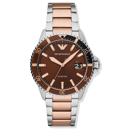 Emporio Armani Men's Diver Two Tone Rose Gold Watch
