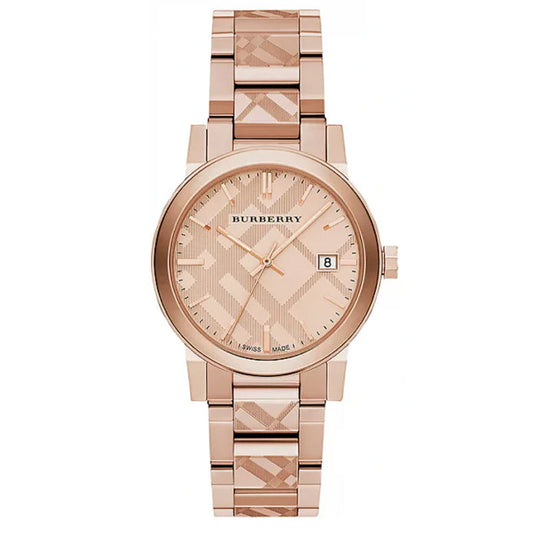 Burberry The City Engraved Check Rose Gold 38mm Watch