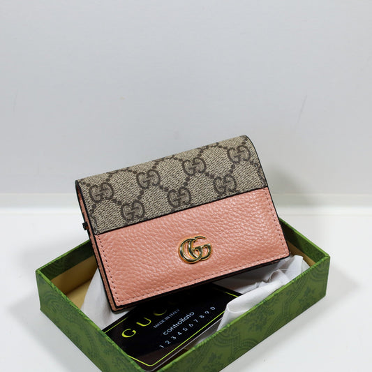 Luxury GG Leather Wallet Pink Canvas