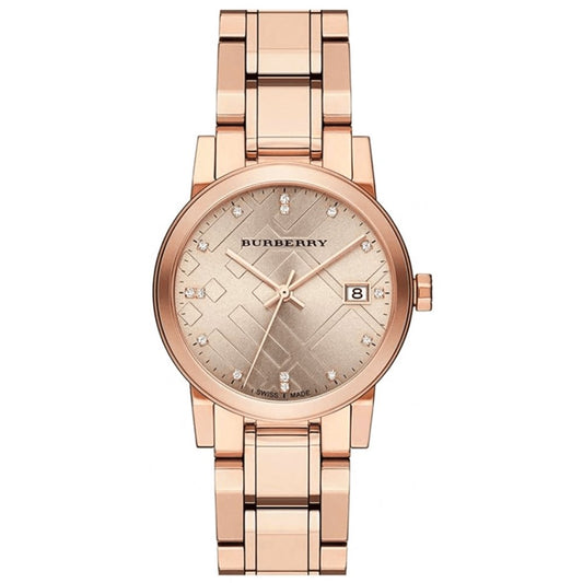 Burberry Ladies Diamond Rose Gold 34mm Watch