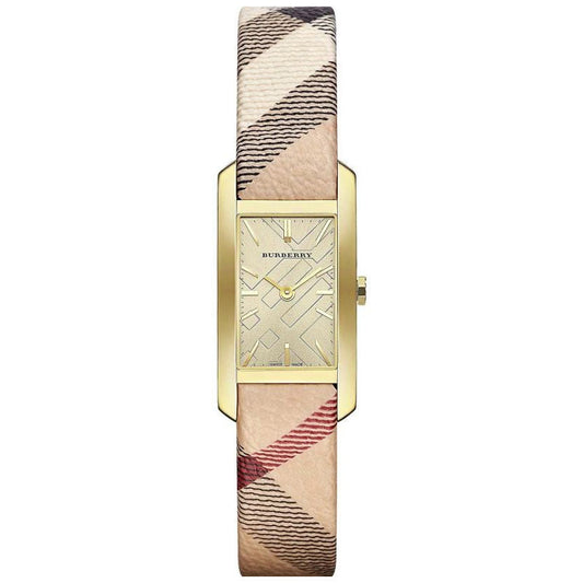 Burberry Ladies The Pioneer Check Yellow Gold Watch
